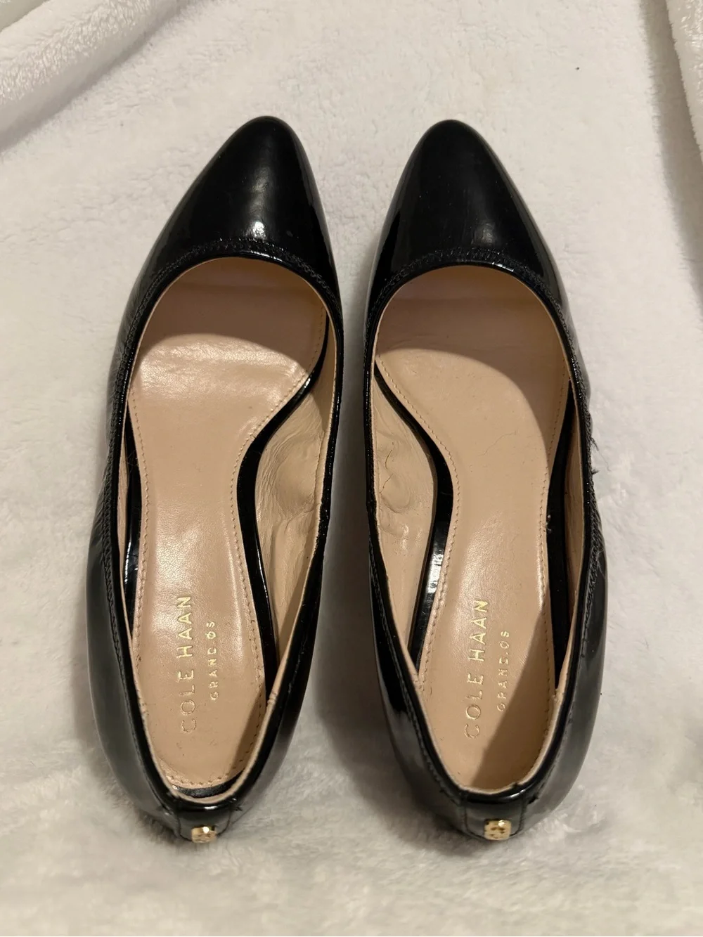 Cole Haan Womens Sadie Wedge Heels Size 6 Black Patent Leather Pointed Toe